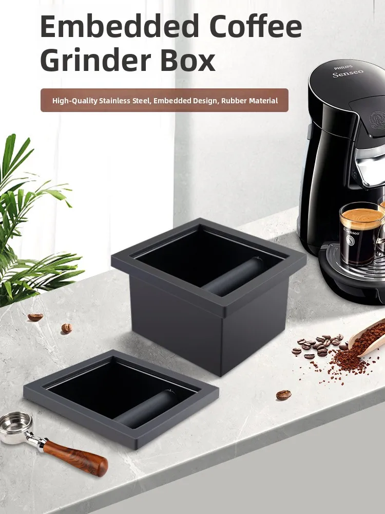 

Commercial Stainl Steel Coffee Waste Buet Embedded Bar Counter Tra Can Square Body No Cover pe Kitchen Cleaning Tool