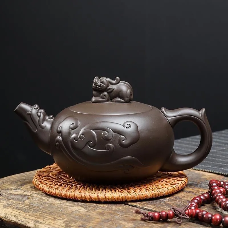 Yixing Purple Clay Teapot Large Capacity Teapot Purple Clay Pixiu Teapot Household Handmade Single Teapot Kung Fu Teapot ZF230