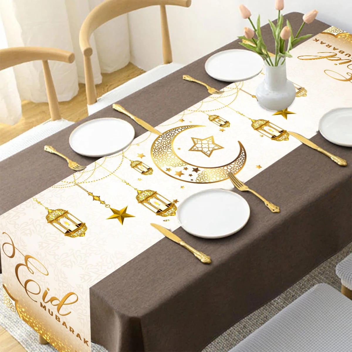 Eid Mubarak Tablecloth Ramadan Decoration For Home 2025 Islamic Muslim Party Supplies Eid Al Adha Ramadan Kareem Home Decoration