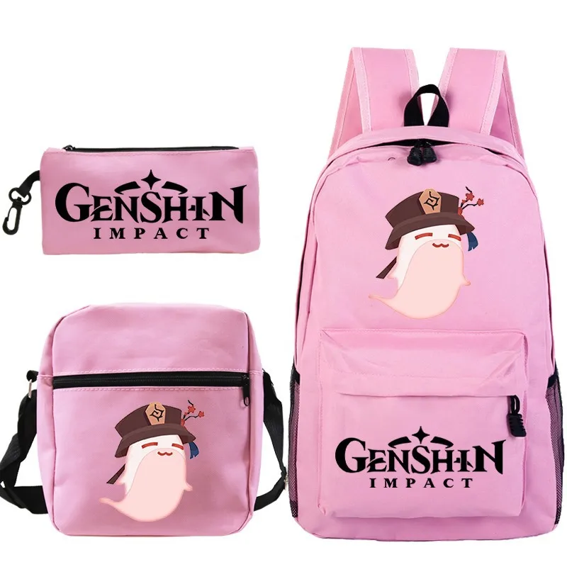 

New 3Pcs Set Genshin Impact Backpack Bag Anime Book School Schoolbag Student Shoulder Bag for Boy Pen Pencil Bags