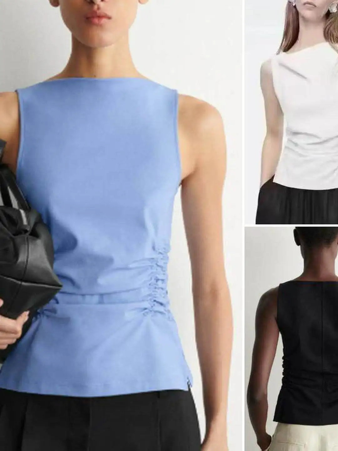 Summer Slim Fit Vest Waist Drawstring Sailing Collar Sleeveless Women's Breathable Fashion Citywalk Outerwear Polyester Fiber