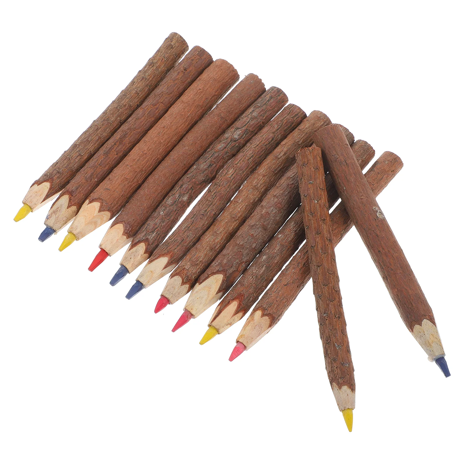

12 Pcs Boyscout Pencils Twig Colored Tree Branch Wooden Real Bark Comfortable Grip Safe Non-toxic
