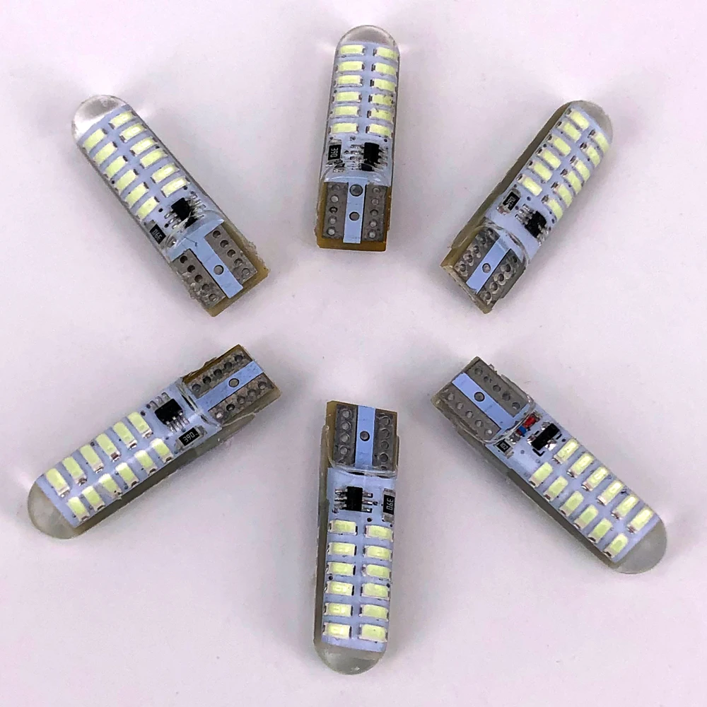 100pcs silicone gel light T10 W5W 3014 24 SMD LED strobe flash blink Light 194 168 Bulb Clearance Lights DC 12V