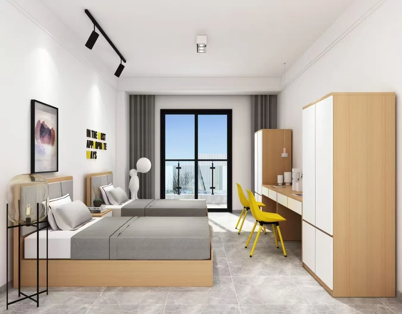

One-stop Solution Modern Melamine Holiday Inn Express Hotel Room Set Package Hotel Bedroom Furniture