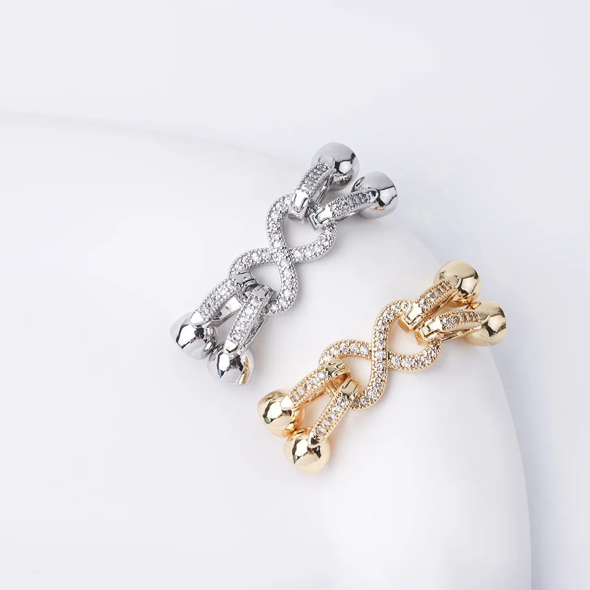 

1pcs 18K Gold Plated Zirconium Double Row 8-character Pearl Necklace Bracelet Connecting Buckle DIY Handmade Jewelry Accessories