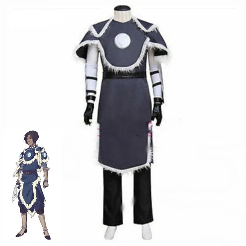 Avatar The Last Airbender Sokka Cosplay Costume Outfit Shawl Top Gloves Full Set Adult Men Halloween Carnival Party Roleplay