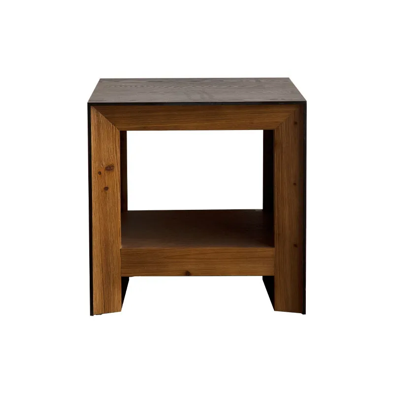 

Solid wood retro bedside table, next to the sofa, drawer cabinet, dual-purpose side table