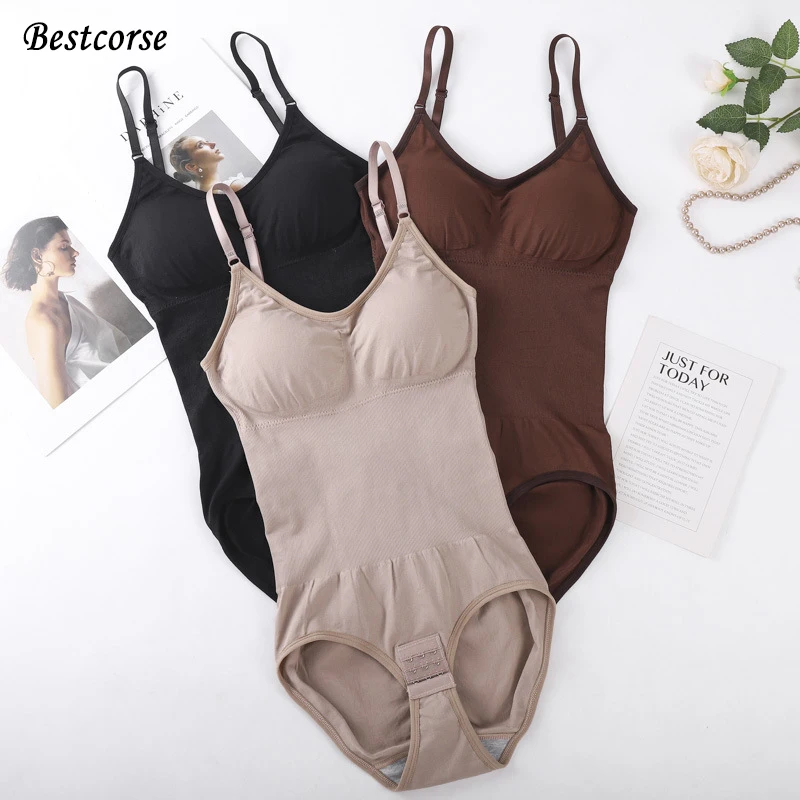 

Seamless Shapewear Bodysuit With Pads Plus Size Body Shaper Bodysuit Slim Waist Tummy Control Corset Shaping Slimming With Belt