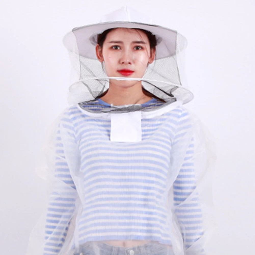 Beekeeping Suit Outfit with Detachable Veil Hood for Bee Keepers White