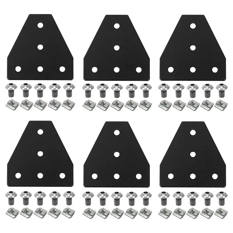 

A25I-6Pcs Угловой соединительный кронштейн 4040, Т-образная пластина с 5 отверстиями, соединитель для алюминиевого профиля серии 4040