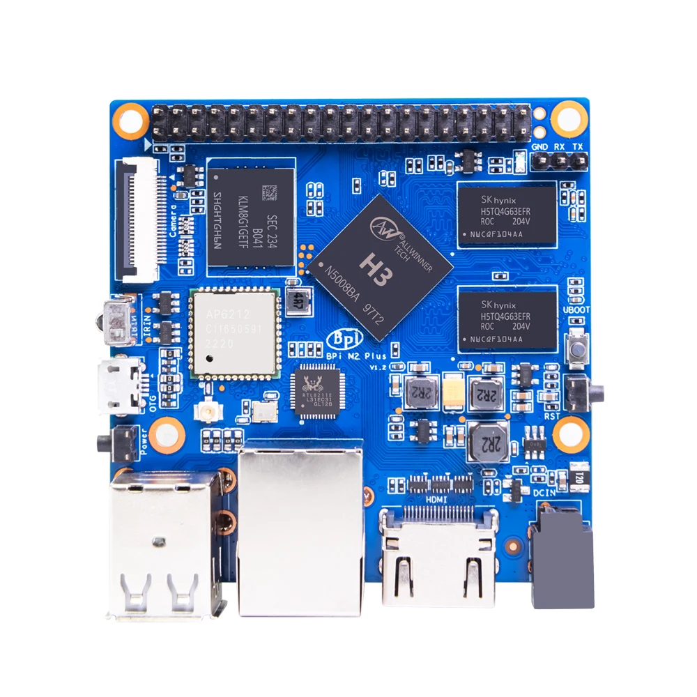 Banana Pi BPI-M2 + Plus Allwinner H3 Quad-Core Cortex-A7 1GB DDR3 8GB E MMC Dukungan HDMI WiFi BT CSI Menjalankan Android Ubuntu Debian