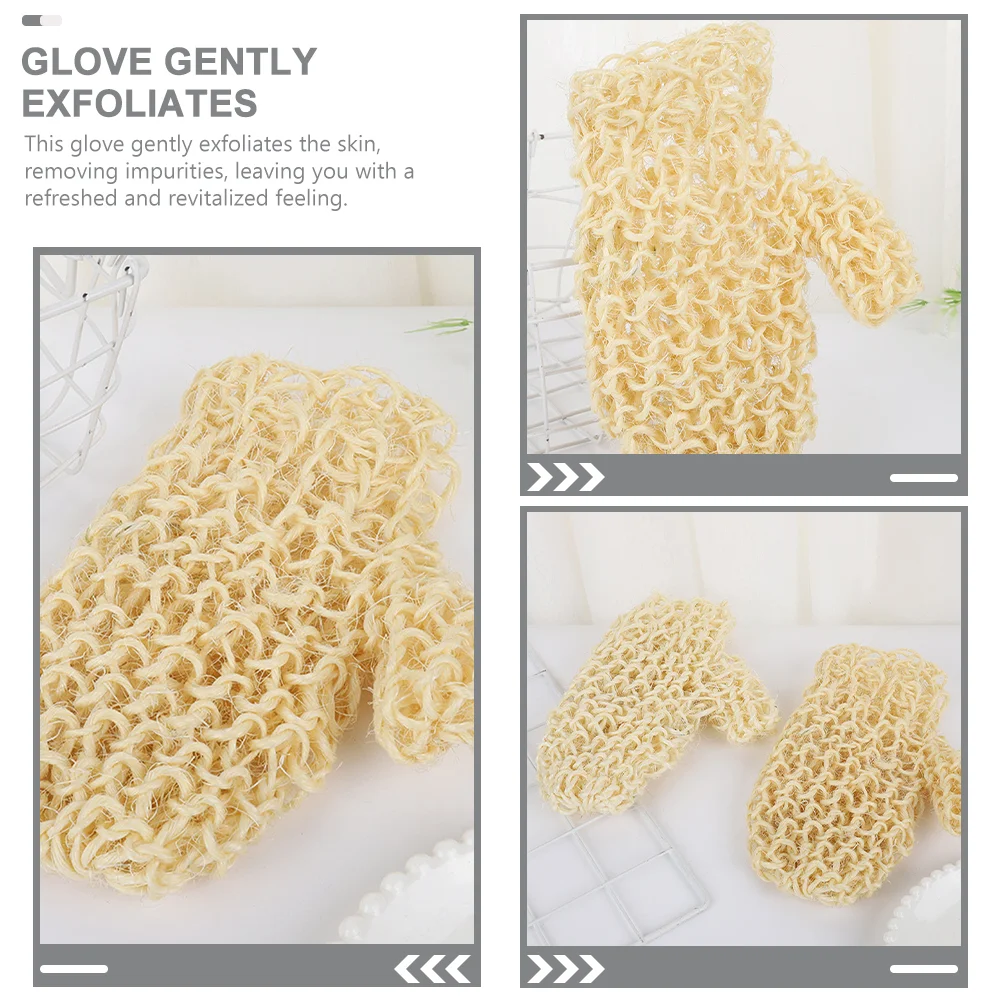 Braided Shower Gloves Exfoliating Skincare Mitts Cleaning Manual Washcloth Body Peeling for Bathing Sisal