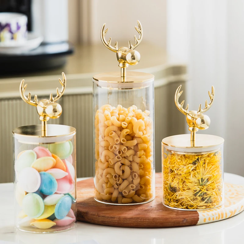 Brass Deer Large Storage High Grade Household Food and Tea Sealed Cans Dried Fruit Snack