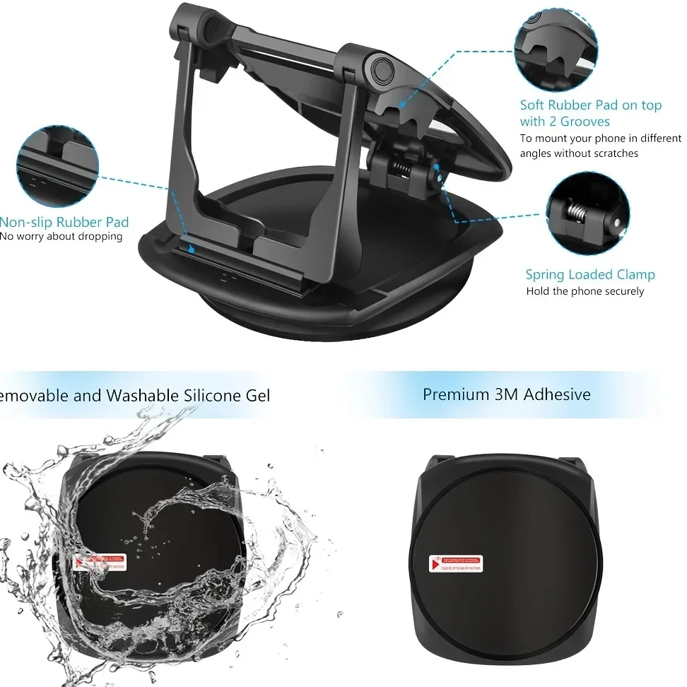 Cell Phone Holder For Car, Upgraded 360° Rotatable Phone Mount For Dashboard, Horizontal & Vertical Viewing Friendly Phone