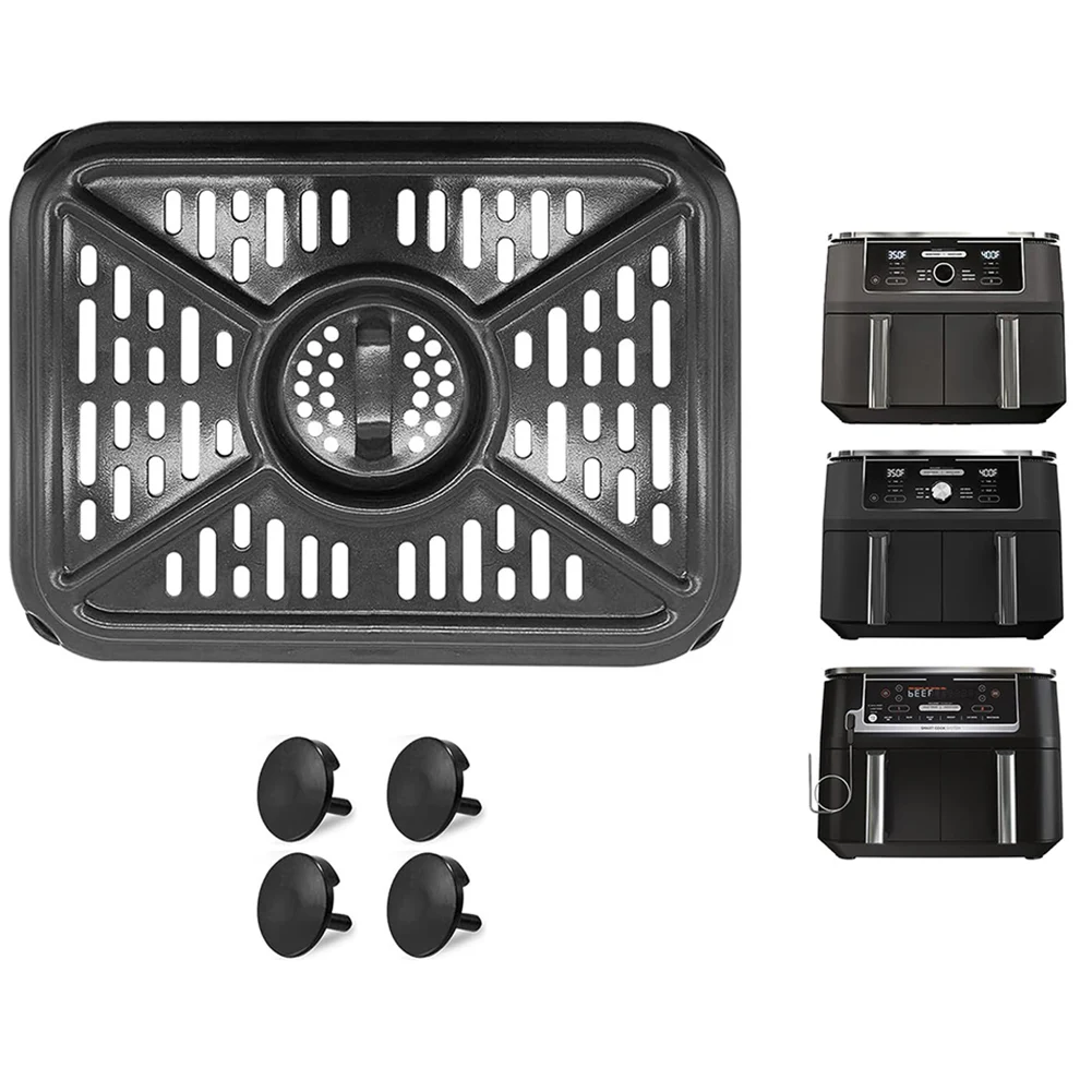 1 Ser Air Fryer Grill Plate And 4 Air Fryer Rubber Bumpers For 550 DZ401 DZ550 10QT DualZone Air Fryers Rubber Feet Accessories