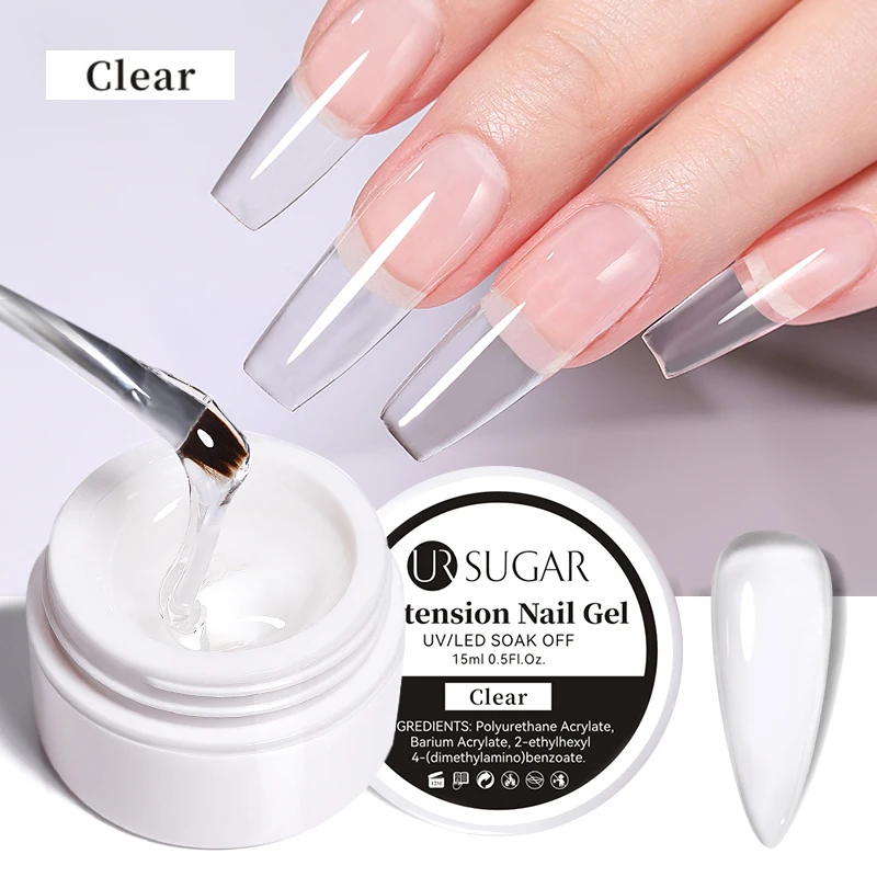 UR SUGAR 15 ml Verlängerung Nagel Gel Nagellack Nägel Fingerform Klar Nude Pink Nail Art Camouflage Hartgel Acryl Nagel Maniküre