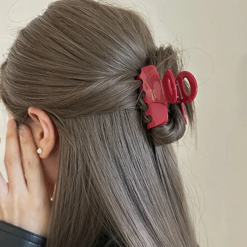 5,5 cm Długie spinki do włosów z octanu celulozy, czerwone klipsy do włosów dla dziewcząt i kobiet, akcesoria do upinania włosów, nowe koreańskie modne kokardy do włosów