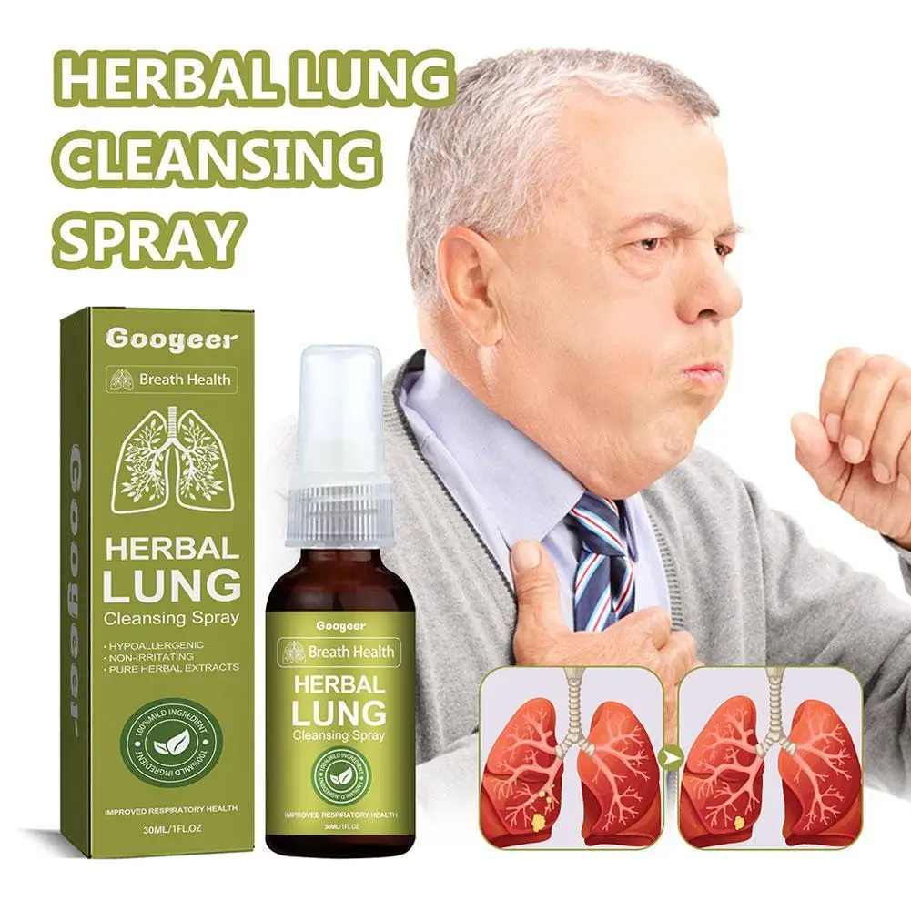 

30ml Lung Herbal Cleanser Spray Smokers Clear Nasal Mist Anti Snoring Congestion Lung Cleansing Clear Dry Throat Breath Spray