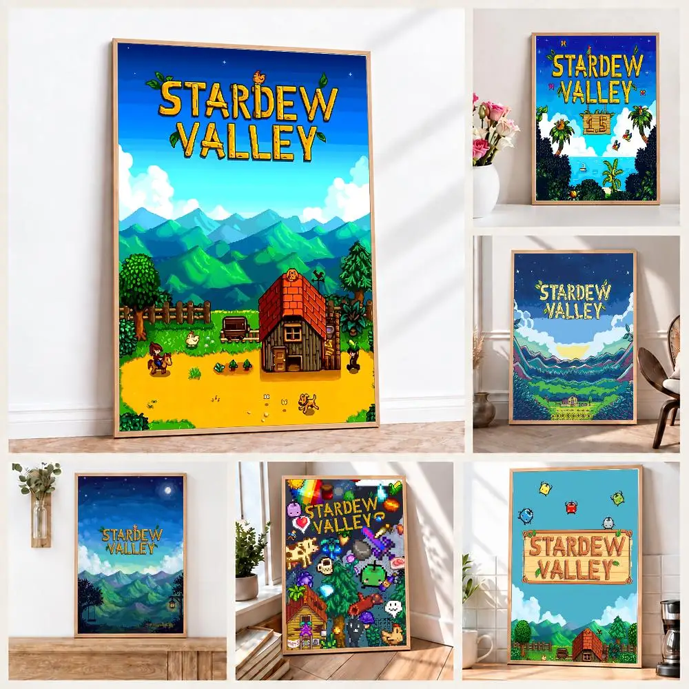 Farming Game S-Stardew V-Valley Poster Wall Art Print Sticker for Bedroom Living Room Dorm Office Modern Home Decor