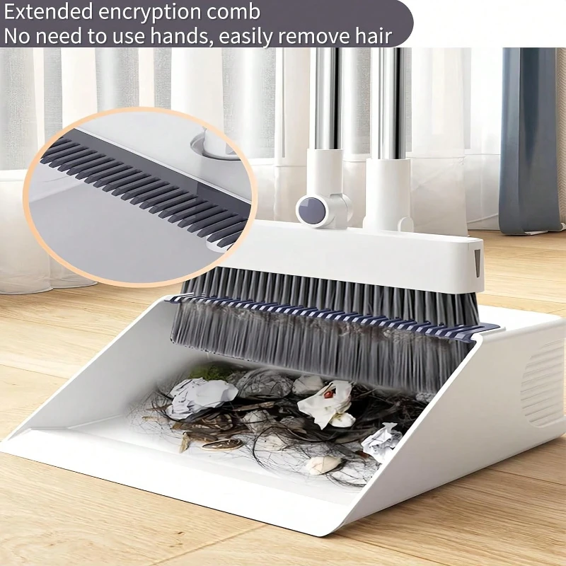 Foldable Broom Dustpan Set 3 in 1 Long Handle Compact Indoor Outdoor Cleaning Tool for Home Kitchen