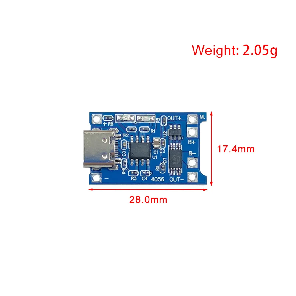 5-50PCS Type-c Micro USB 5V 1A 18650 TP4056 Lithium Battery Charger Module Charging Board With Protection Dual Functions 1A