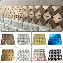 3pcs Self Adhesive Square Tile Metal Stick Aluminum Plastic Panel Wall Sticker Waterproof Tiles Bathroom Living Room Wall Decor