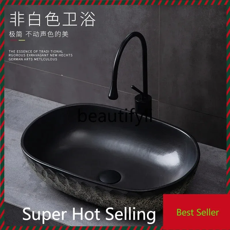 

f156 High-end art stage basin retro creative hand washing household ceramic washbasin balcony courtyard homestay hand washing t