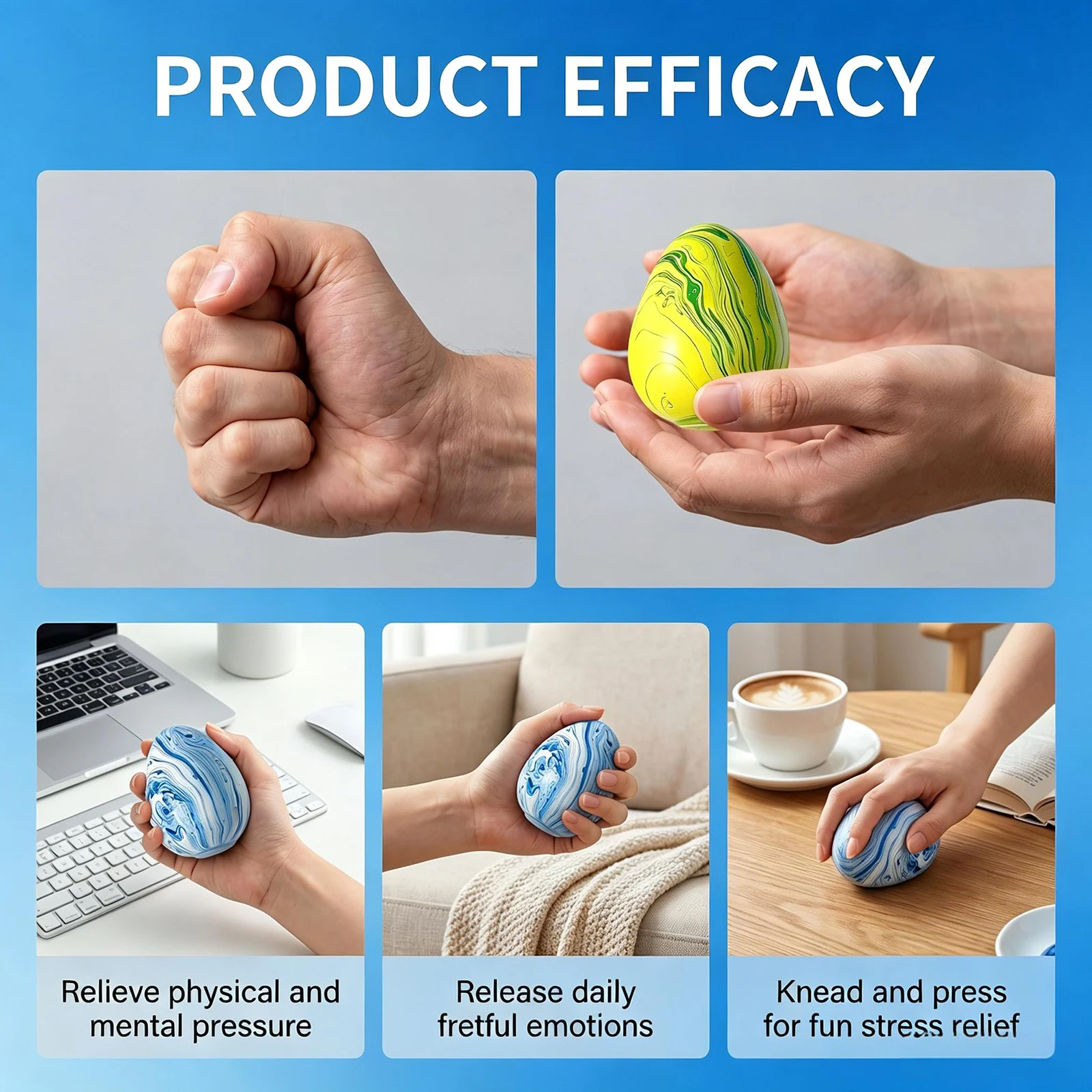 

Portable Imitation Egg-shaped Texture Pattern Squeeze Toys Slow Expansion Squishy Stress Relief Tool