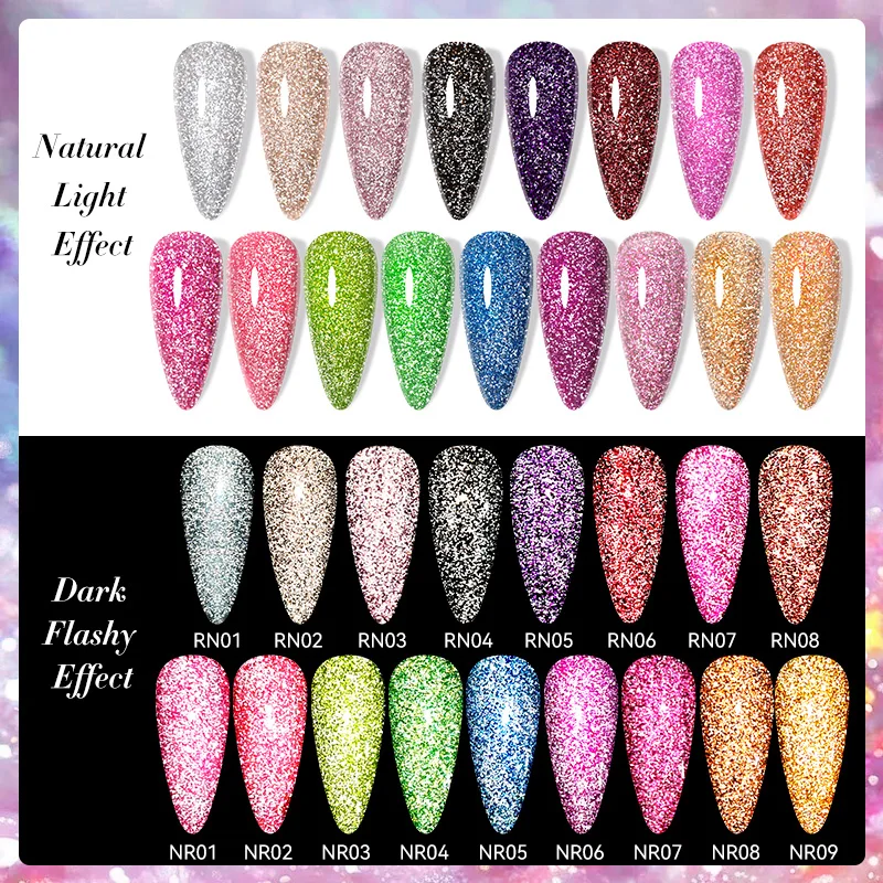 LILYCUTE 6PCS/SET 7ML Fluorescent Reflective Glitter Gel Nail Polish Summer Neon Super Shining Semi Permanent UV Gel Nail Art