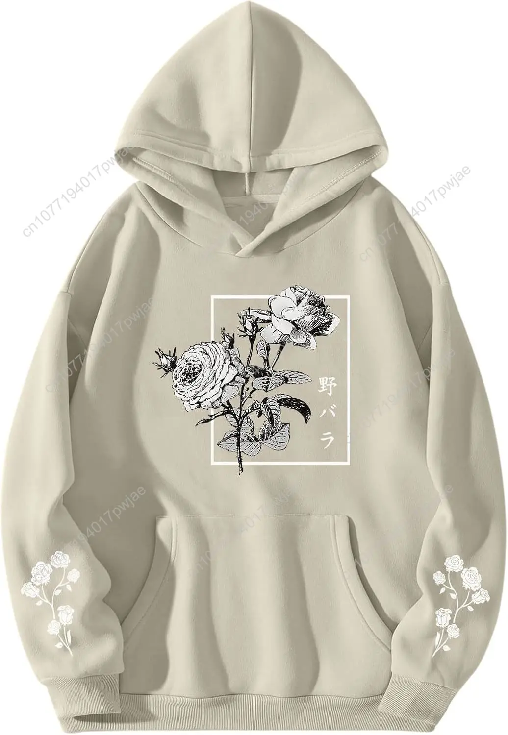 

Rose Floral Graphic Hoodie for Men Aesthetic Japanese Cool Hoodies Oversized Trendy Streetwear Pullover Sweatshirt