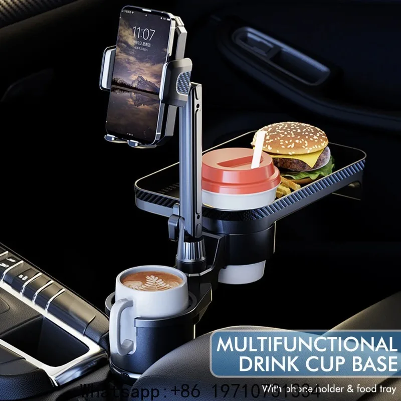 Car Cup Holder Multifunctional Cup Holder Expander with 360° Rotation Tray Mobile Phone Holder Adjustable Base