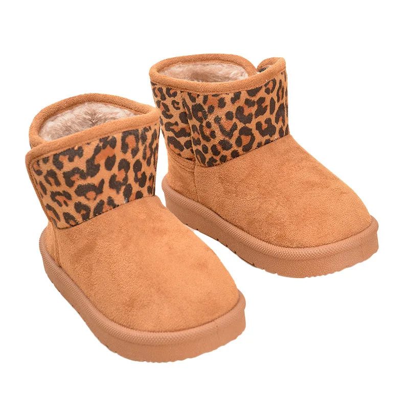 Stivali da neve per bambini invernali stivali corti con stampa leopardata carina per bambini scarpe in cotone moda per ragazze stivali con tomaia in