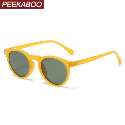 Peekaboo gafas de sol polarizadas para hombres moda coreana gafas de sol redondas para conducir para mujeres uv400 verde marrón accesorios de verano