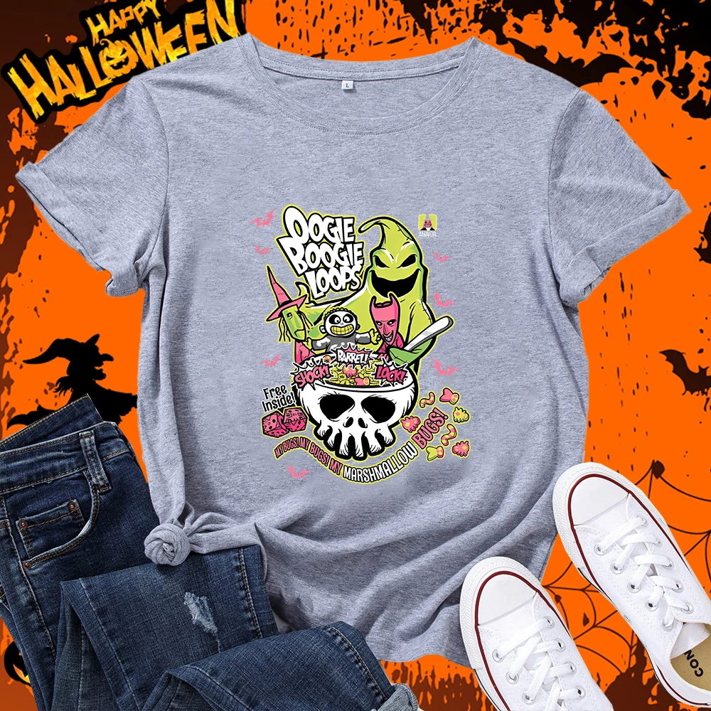 Oogie Boogie Loops Halloween Print Women's Classic T-Shirt Adult Novel Short Sleeve Casual Top Loose Women's Clothing