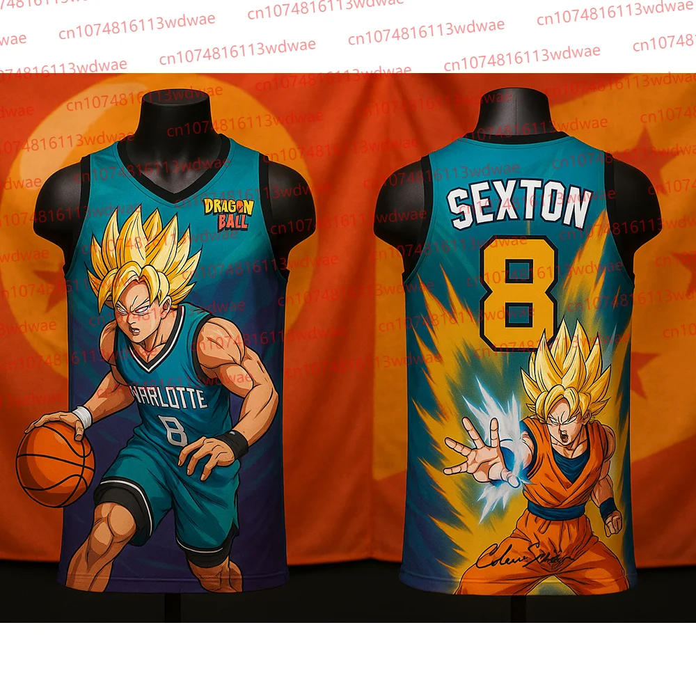 

Комплект баскетбольного трикотажа Dragon Ball Super Saiya 2025 Американский баскетбольный жилет Colin Sexton 8 Баскетбольный трикотаж Быстросохнущий жилет