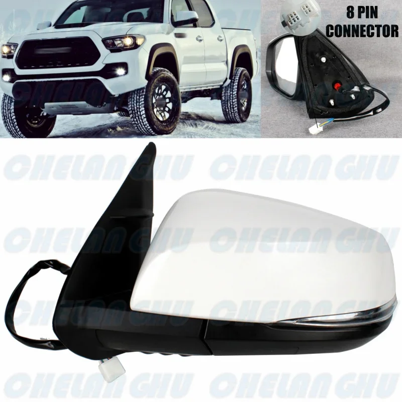 

For Toyota Tacoma 2016 2017 2018 2019 2020 2021 US version Left Side 8 Pins Paintable Power Fold Blind Spot Mirror Assembly