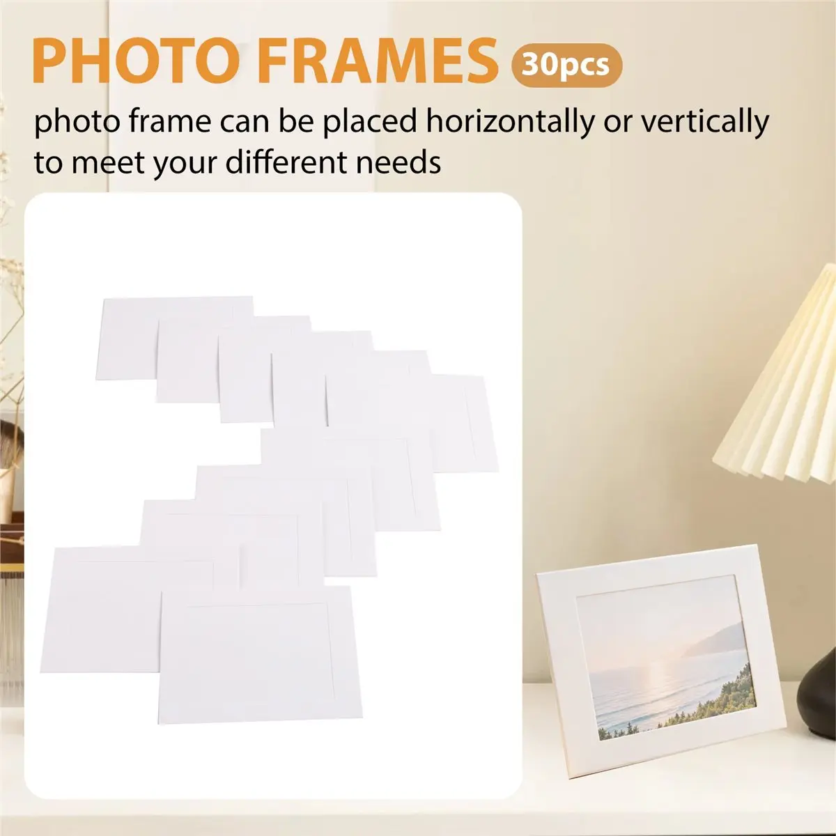 A32I 30 Pack Paper Picture Frames for 4 x 6Inch Photos, Standing White Cardboard Photo Frames with Easel DIY Crafts Frame
