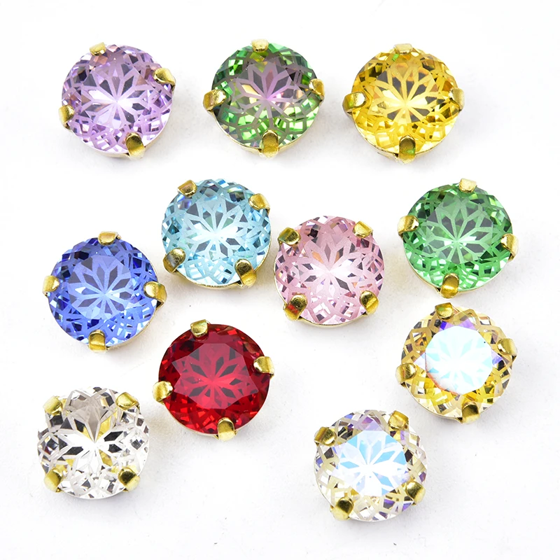 Sew Lotus Round Rhinestone Arc-Shaped Carving Crystal Stone Diy Gem Diamond Clothing Accessories Jewelry Making Nail Art Strass