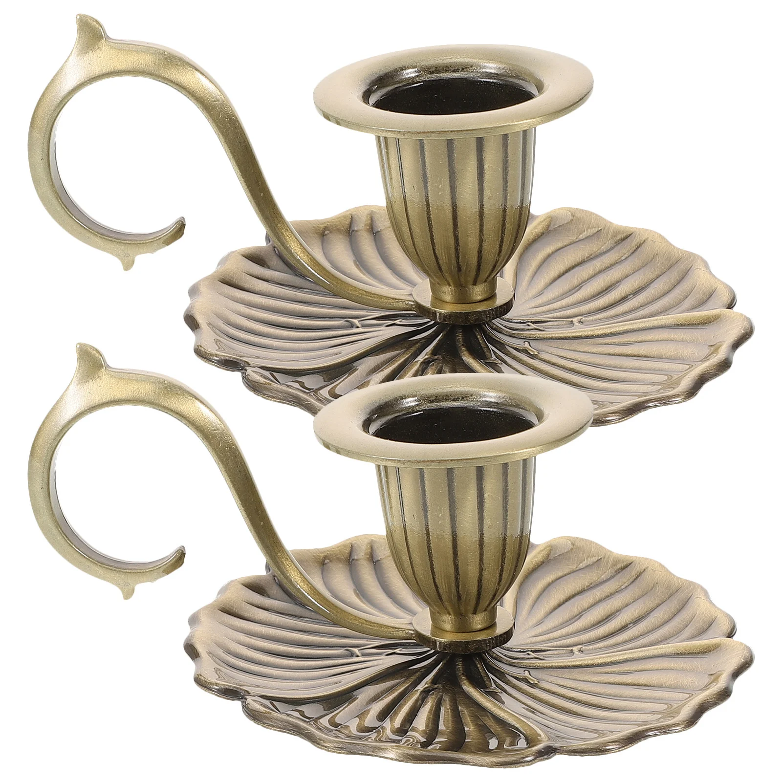 2Pcs Retro Taper Holder Elegant European Design Metal Candlestick Stand for Mantle Fireplace Dinner Table Decor Vintage