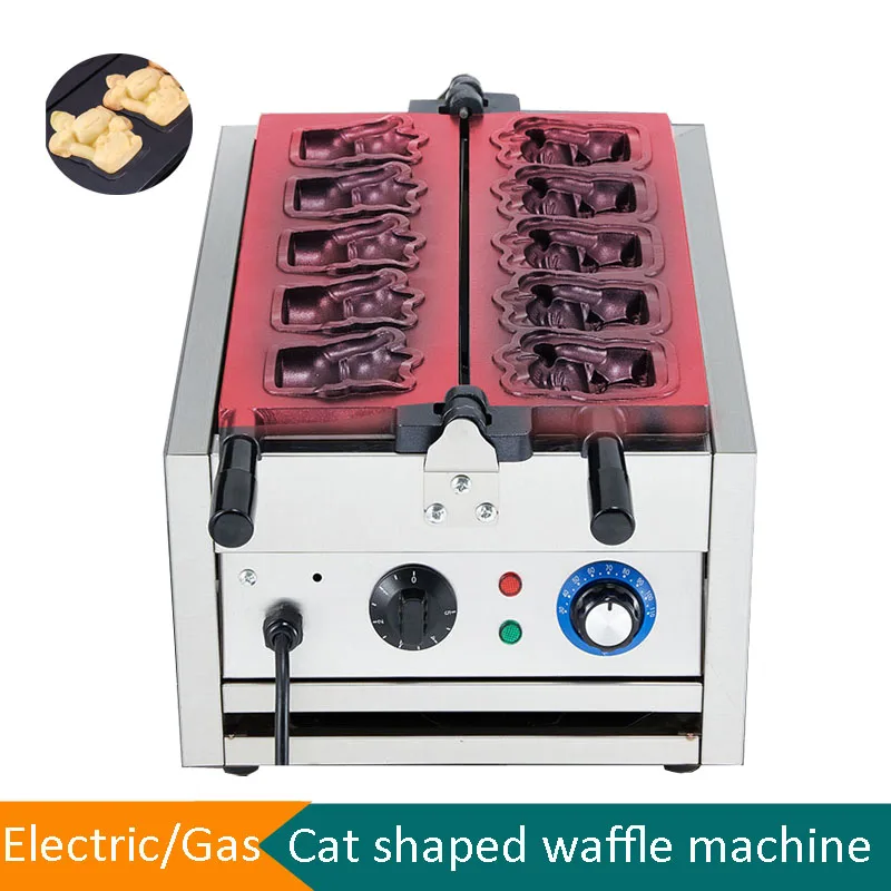 5 PCS Cute Cartoon Cat Waffle Making Machine Electric 110V 220V Taiyaki Waffle Machine Gas Fortune Cat Waffle Maker Commercial