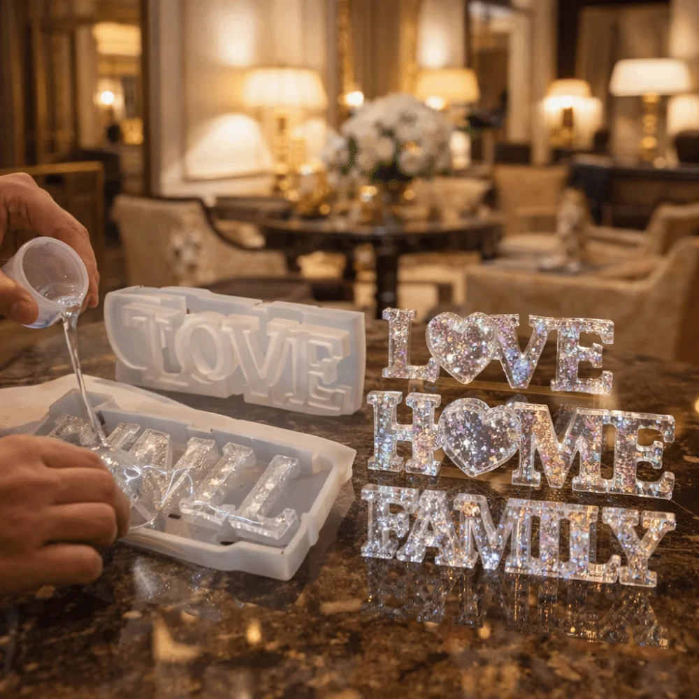 

Decorative Heart Shape Silicone Love Mold English Letters Non-stick Candle Mold Handmade Romantic Epoxy Resin Mould Gift Making