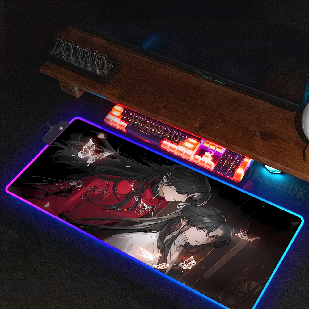 Large Desk Mat LED Gaming Mousepads PC Gamer RGB Mouse Pad Heaven Official’s Blessing Luminous XXL Cool Mice Mats With Backlight