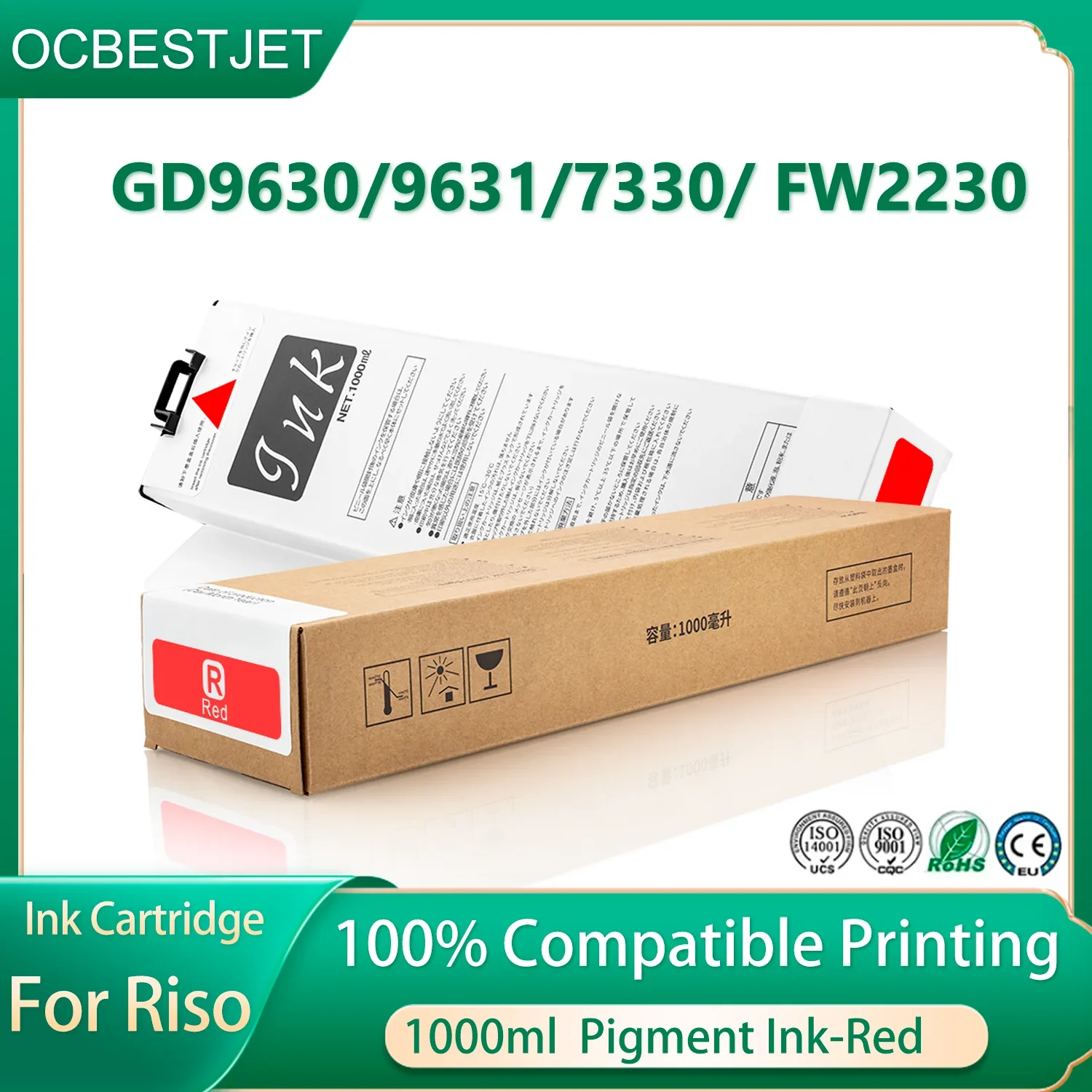 

For Riso Comcolo GD9630/9631/7330 FW2230 Printer Compatible Ink Cartridge Ink Bag FW2230 S7284 S7313 1000ml Red GY