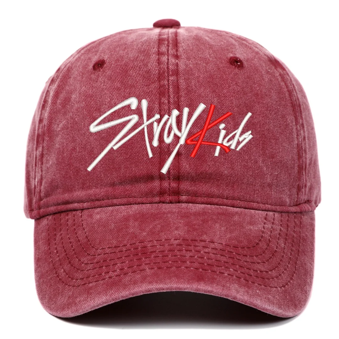 

stary kids skzoo kpop felix Retro Distressed Washed Baseball Cap Fashion Embroidered Sun Hat Outdoor Casual Hat