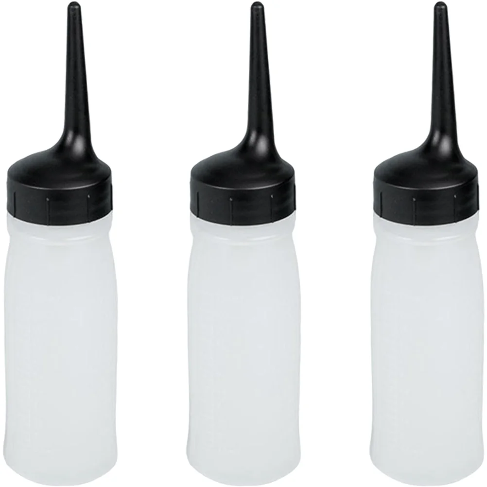 3 Pcs Dry Cleaning Bottle Hair Dye Container Applicator Scale Salon Oil Refillable