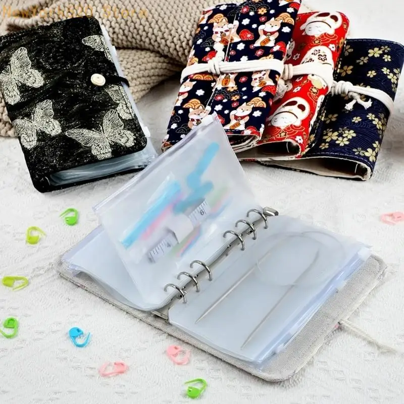 Circular Needle Bag with 12 Zippered Binder Pocket for Knitting Sewing Project N84C