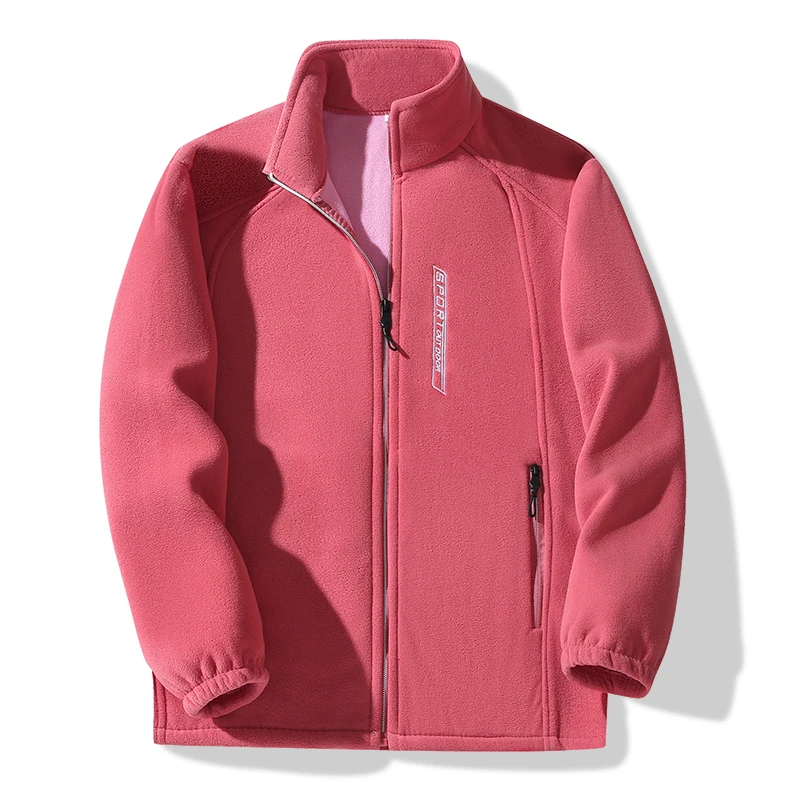 Outdoor Couple Cycling Jacket Thin Fleece Jacket Mens Coat Stand-up Collar Middle-aged Warmth Double-sided Fleece Comfort Jacket