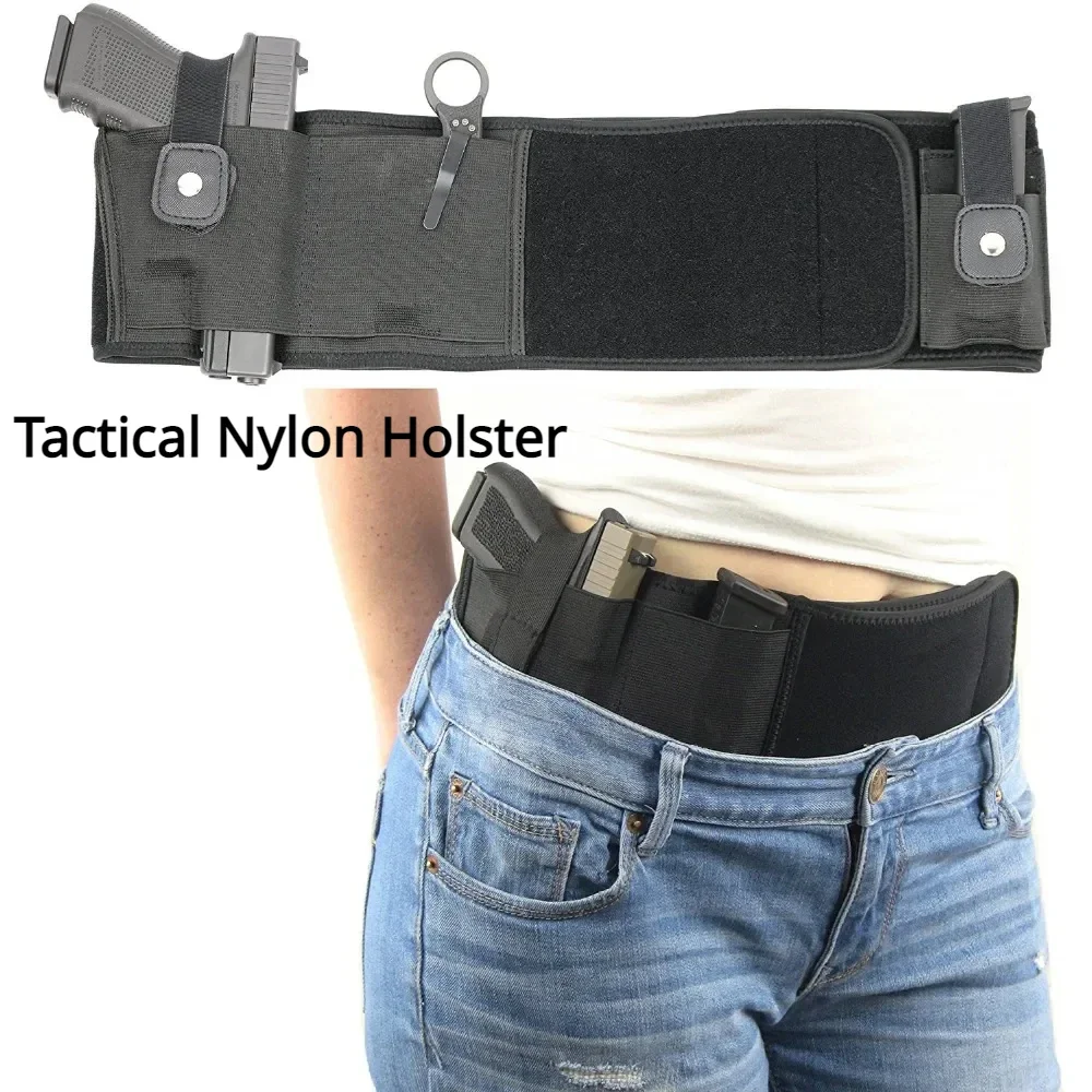 Portable Pistol Holster Hidden Elastic Wide Belt Outdoor Glock 17 19 Sig Sauer 92 PX4 Tactical Nylon Holsters Revolvers