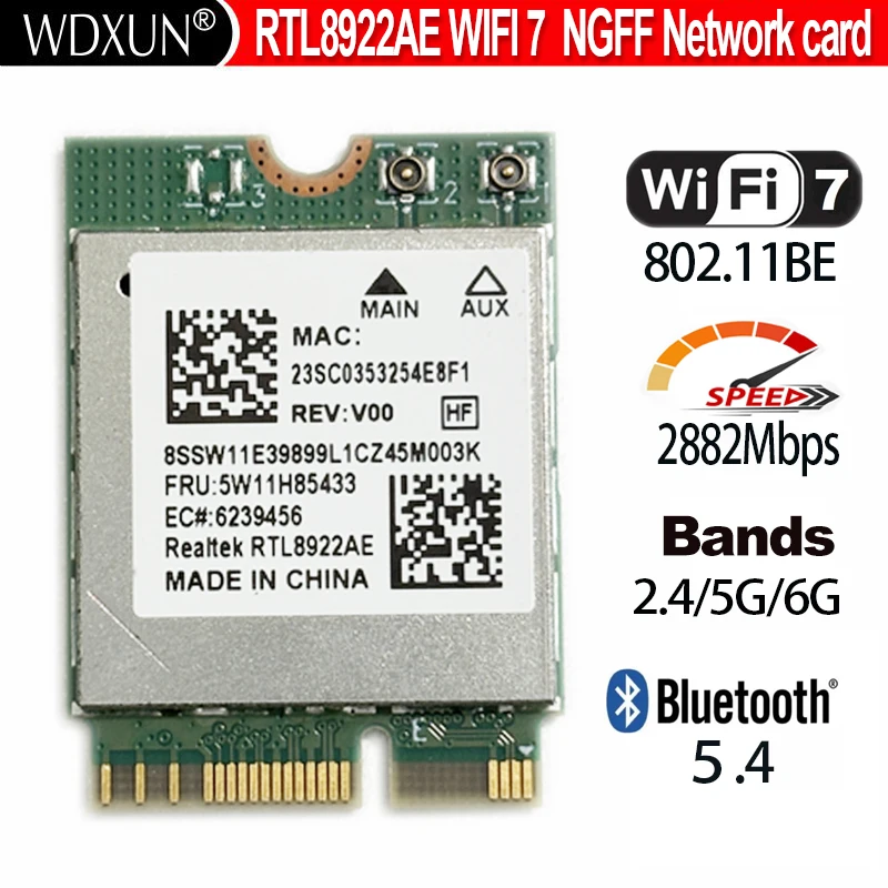 Placa de rede MT7902 WIFI 6E BT5.2 de baixa latência para laptop de mesa e PC industrial garantindo