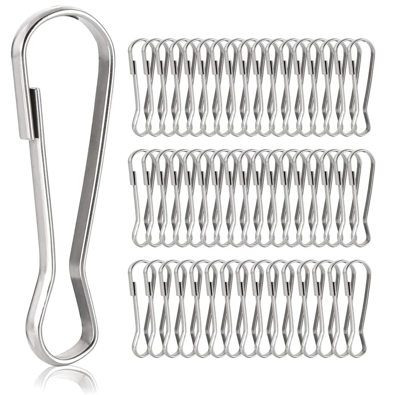Stainless Steel Spring Clip Hooks Silver Metal Keychain Lanyard Snap Hooks Buckle Key Ring Zipper Hanging Buckle DIY Supplies